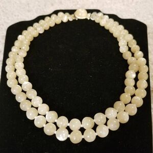 Vintage 2 strand Creamy Glass Bead Necklace